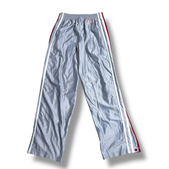 CCM Vintage Hockey Warm-Up Pants Snap Button Tearaway Gray Red L Y2K Streetwear - Picture 2 of 9